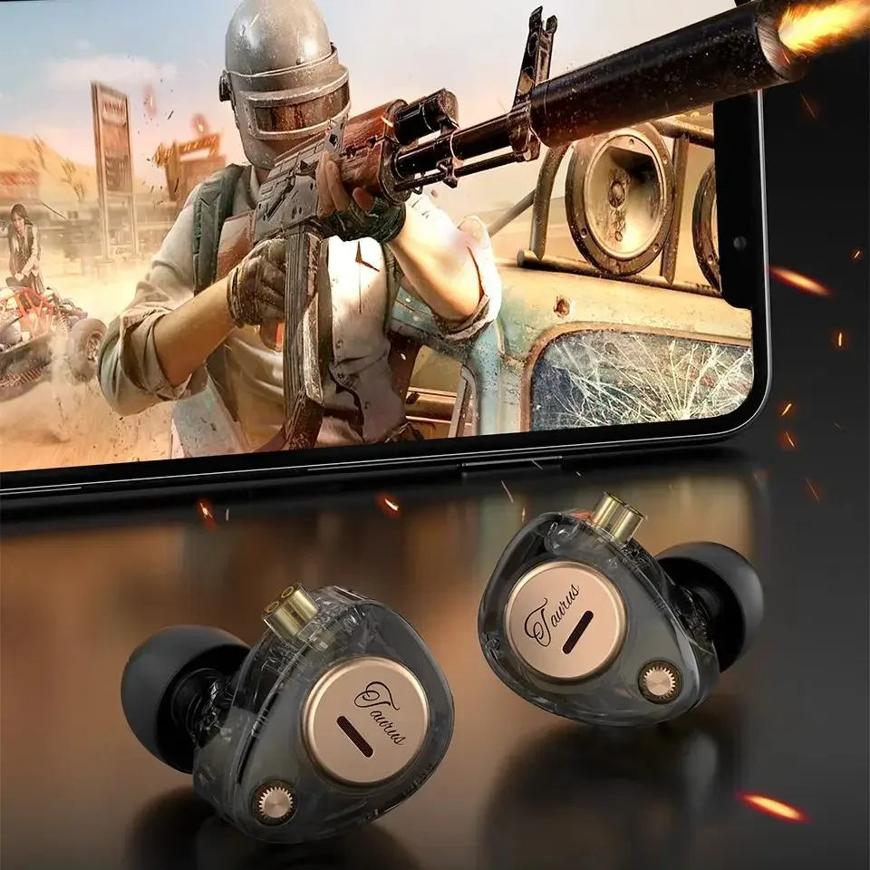 KZ Taurus In Ear Wired Earphones 2DD Dual-Microphone with KZ Bluetooth ear hook Deep Bass Music Earbud Noise Cancelling Headset