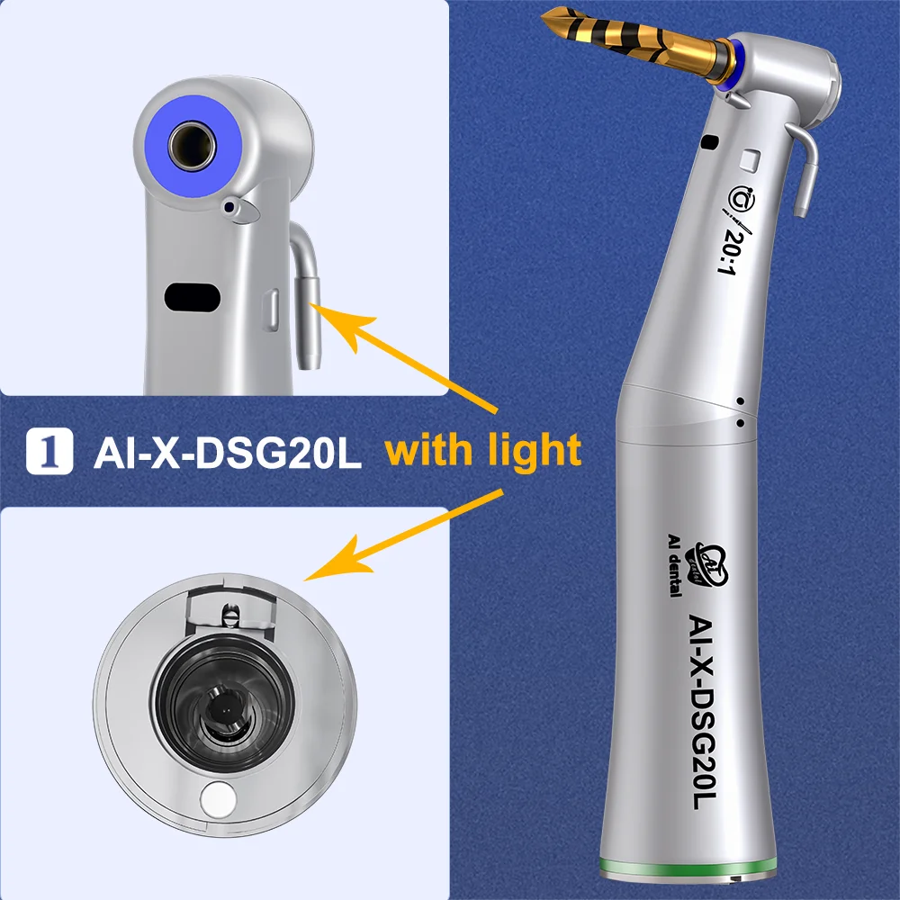 Dental contra winkel handstück 1:5/1:3/1:1/20:1 externen kühl spray implantat chirurgische niedrigen geschwindigkeit hand stück mit fiber optic