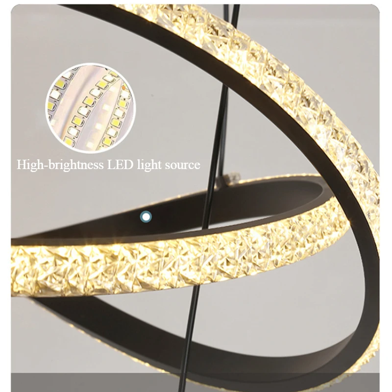 الثريات الحديثة LED 3-Color عكس الضوء سقف معلق ضوء الارتفاع قابل للتعديل لغرفة الطعام غرفة نوم غرفة المعيشة أسود