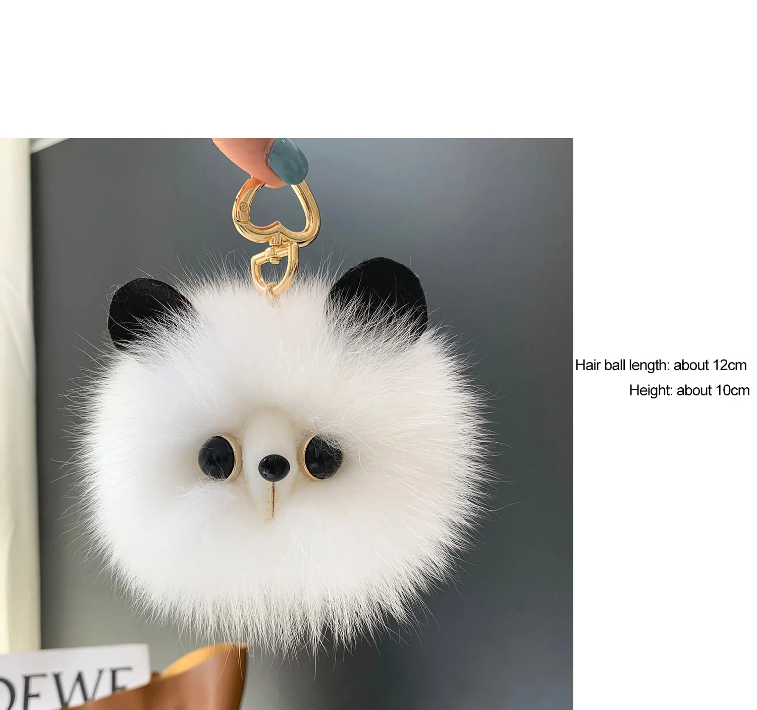 2024 echte Fuchs Pelz Schlüssel bund natürliche Plüsch Pom-Pom Ball Frauen tasche Anhänger Luxus Auto Schlüssel ring Metall Anhänger niedlichen Katze Mädchen Geschenk – Detail 1