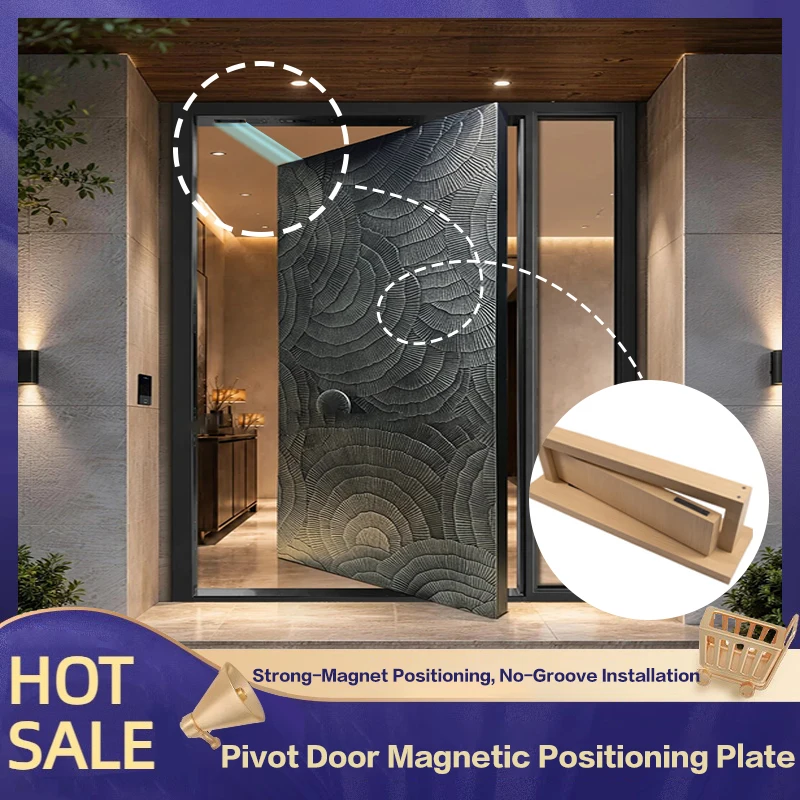 No Groove Pivot Door Magnetic Limit Stop Top Mounted Anti Misalignment Double Swing Doors Strong Magnet Hardware For Interior289