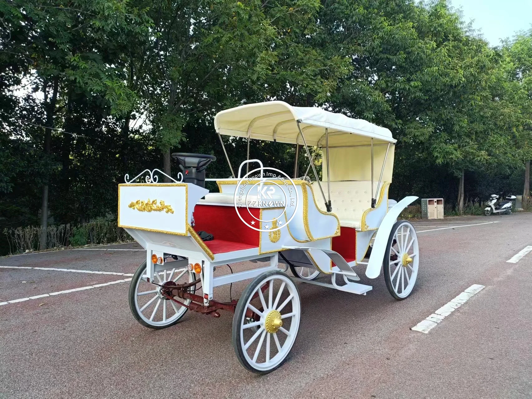 รถม้าไฟฟ้ารถลากสำหรับขี่ม้าที่ปรับแต่งได้หรูหรา