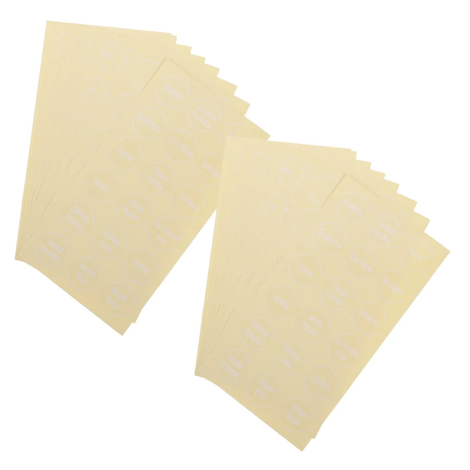 2Sets Round Waterproof Spice Jar Tags Preprinted Colorful Blank Self Adhesive Labels Heat Cold Resistant for Pantry Seasoning