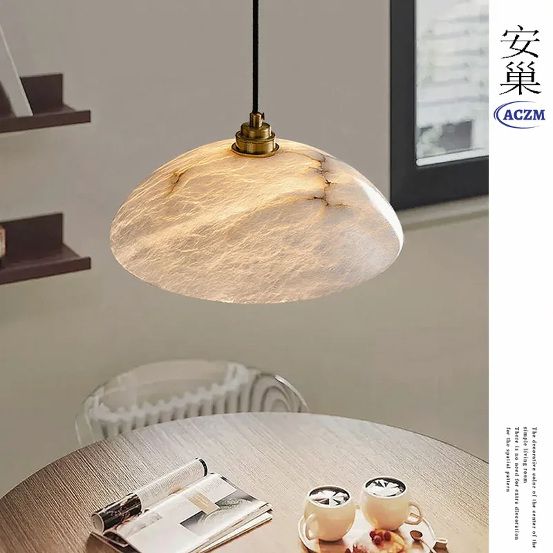 Natural marble restaurant chandelier round light luxury bar table office designer coffee table light