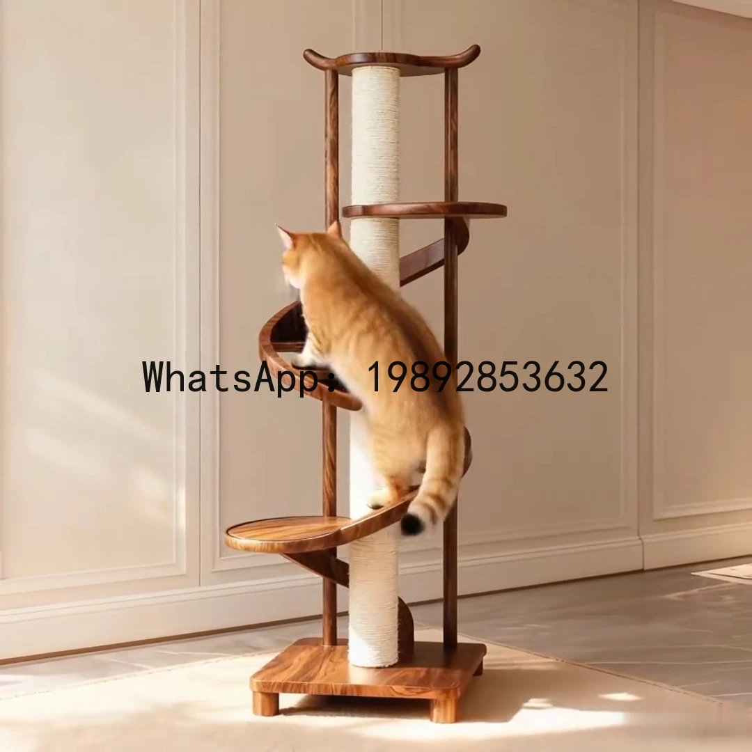 XL Indoor Solid Wood Cat Climbing Frame Integrated Vertical Small Apartment Cat Scratching Post Cat Tree Sisal Climbing Frame
