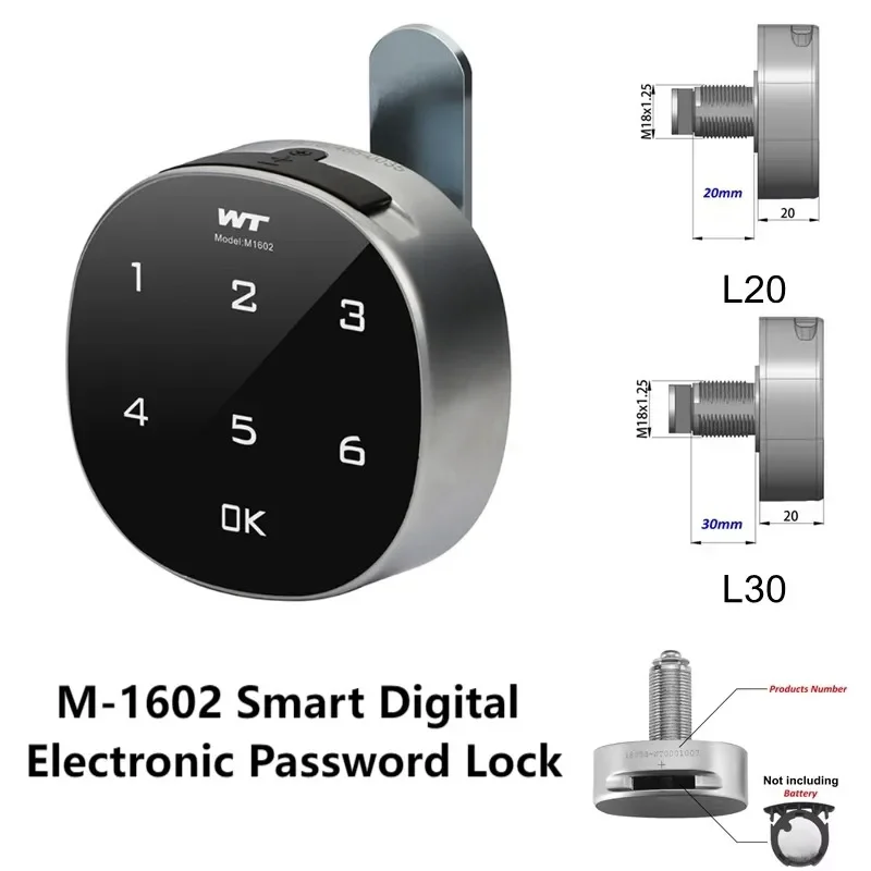 M-1602 Smart Electronic Digitals Password Lock Zinc Alloy Input Wrong Number Alarm for Lockers File Cabinet Bedside Cupboard