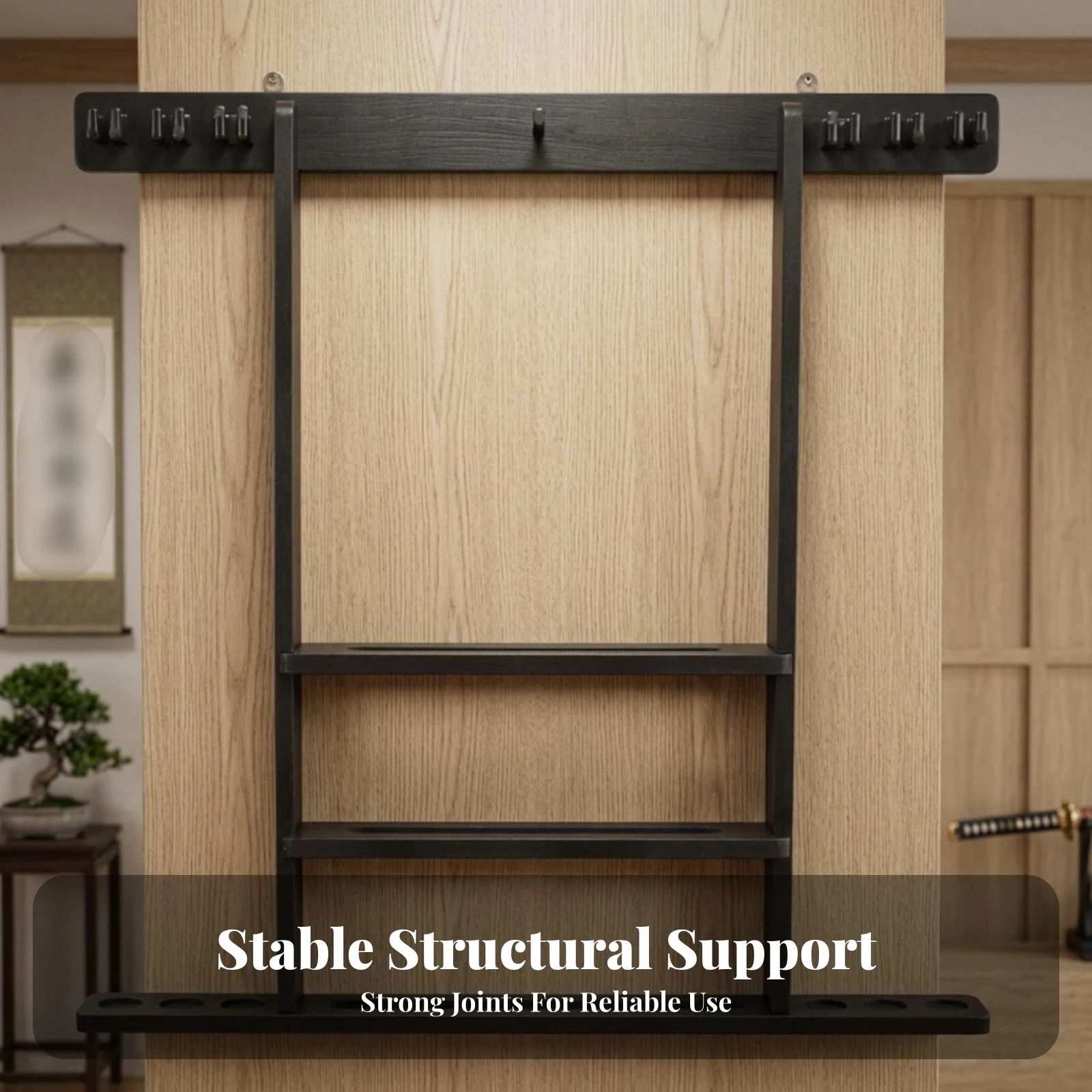 Wall Mounted Cue Rack Triangular Hanger Pool Cue and Ball Rack Game Room Storage Space Saving