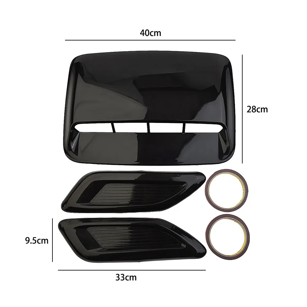 3pcs Car Center Side Air Flow Intake Hood Scoop Vent Bonnet Decorative Cover Hood Decoration Air Outlet Cover False Sticker