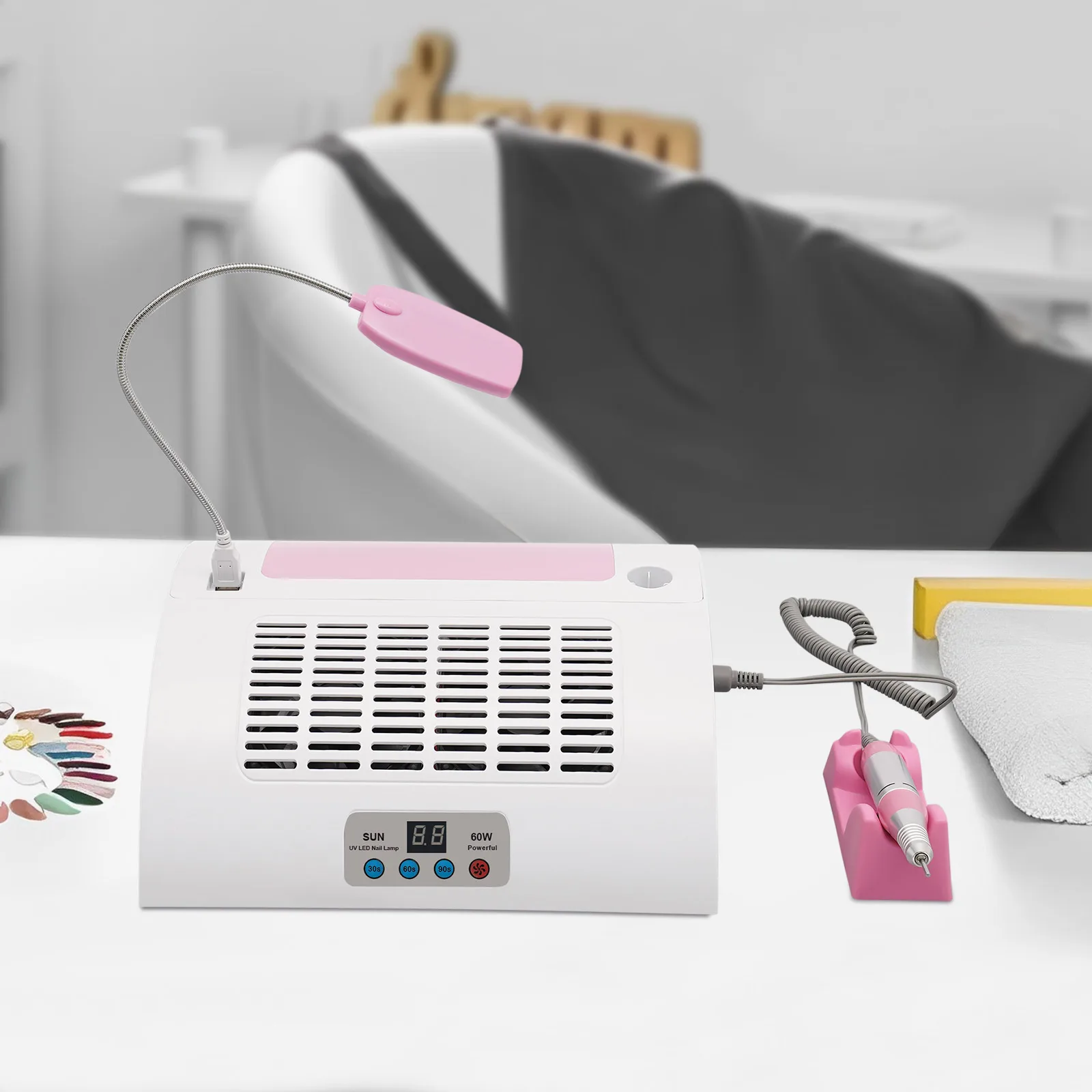 Uv Led Nagel Lampe Nagel Trockner Multi-verwenden Maniküre Maschine 5 In 1 Nagel Elektrische Nagel Bohrer Polierer Nagel trockner Staubsauger 60 W