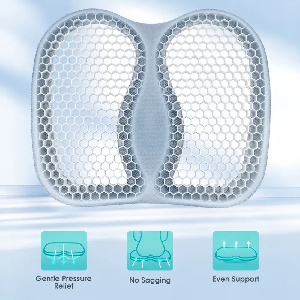 Four Seasons Cooling Gel Cushion Breathable Honeycomb Car Cooling Seat Pad Ergonomic Waist Support Automobile Cushion Car Seat