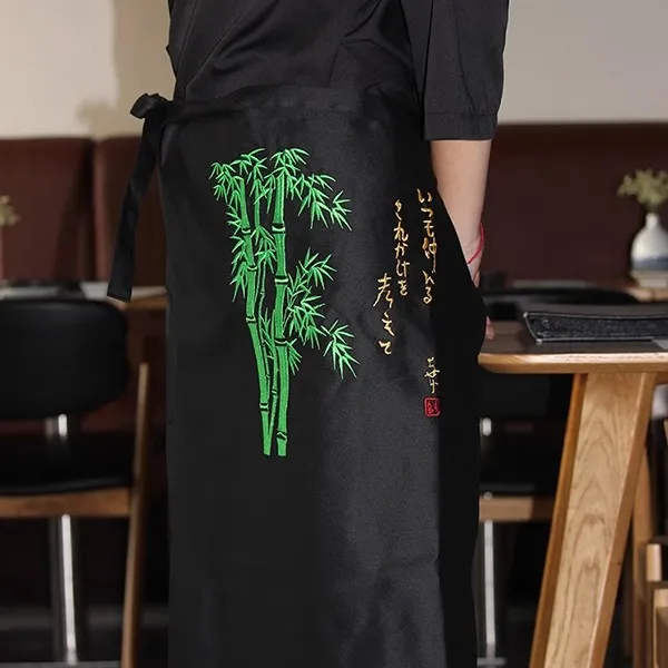 Chef Kitchen Half Waist Embroidered Apron Korean Japanese Restaurant  Sushi Clothing