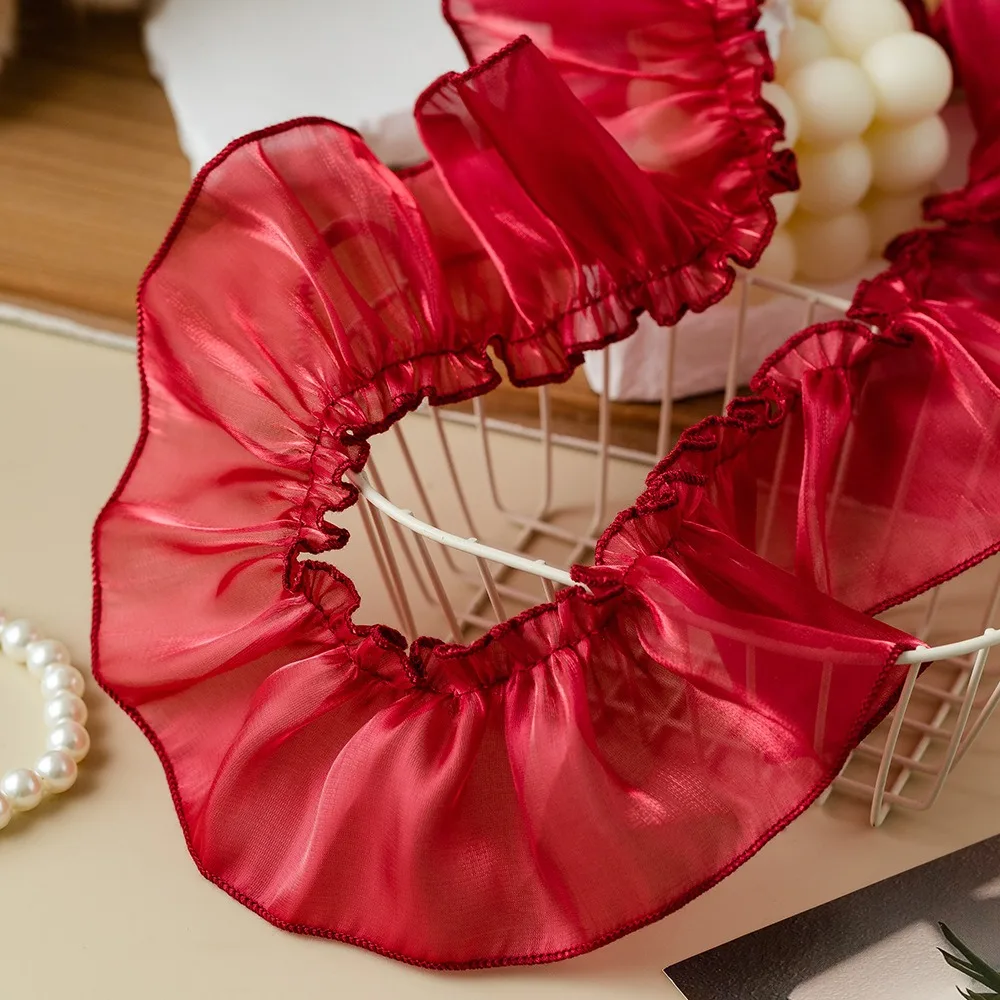 

New 7cm Wide Satin Ribbon Trim Pleated Shiny yarn Pleated Lace Trim DIY Ruffled Edge Ruffle Trim Dress Decoration
