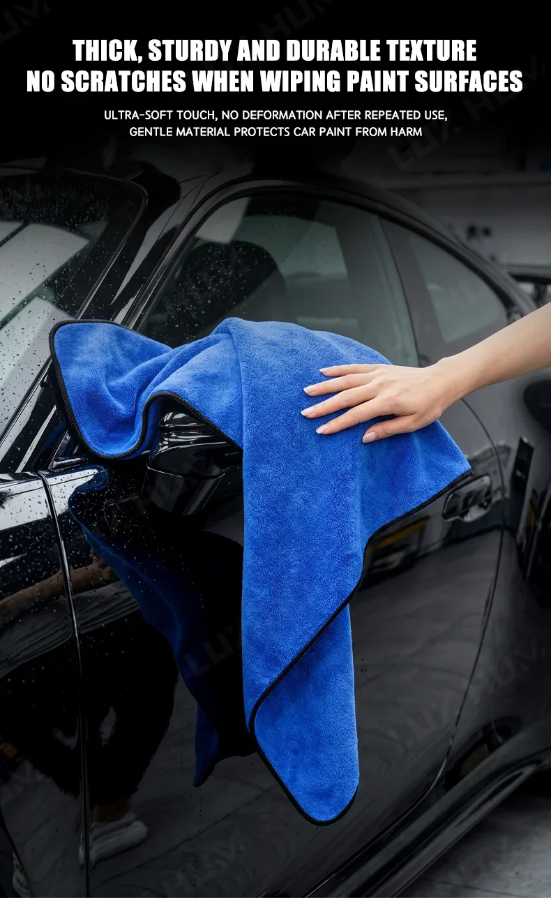 LUXHUM 60x160cm Auto-Trockentuch, extra großes, super saugfähiges Mikrofaser-Autowaschtuch, weiches Auto-Detailing-Reinigungstuch, Lappen – Detail 3