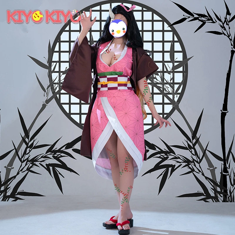 

KIYO-KIYO Anime Cosplay Demon Slayer Kamado Nezuko Cosplay Costume Kamado Nezuko Kimono Halloween Costumes