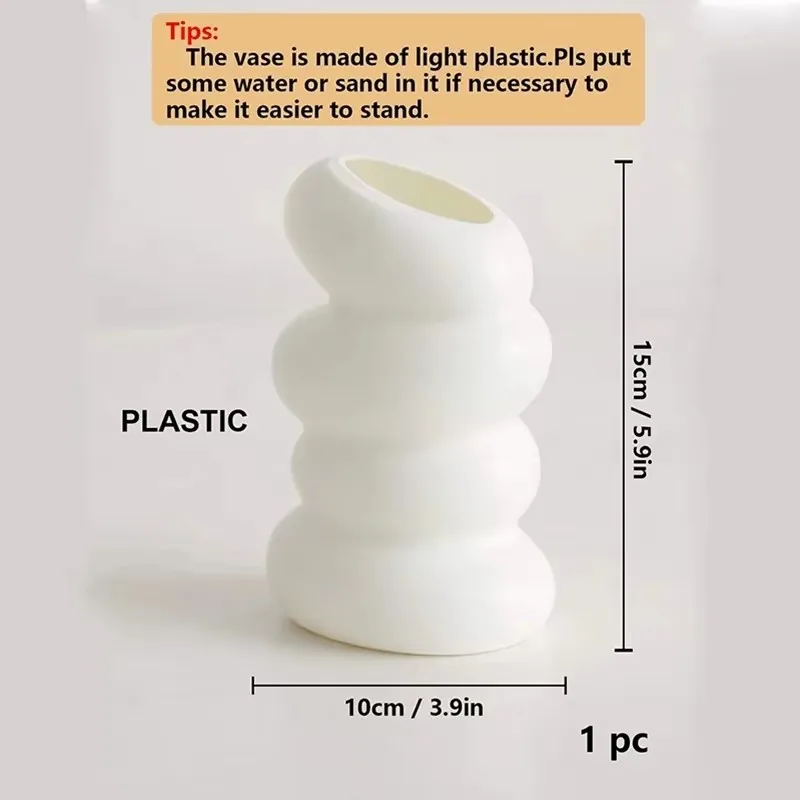 1PCS 14*9*7cm Spiral plastic vase flower arrangement, dry and wet flower vase