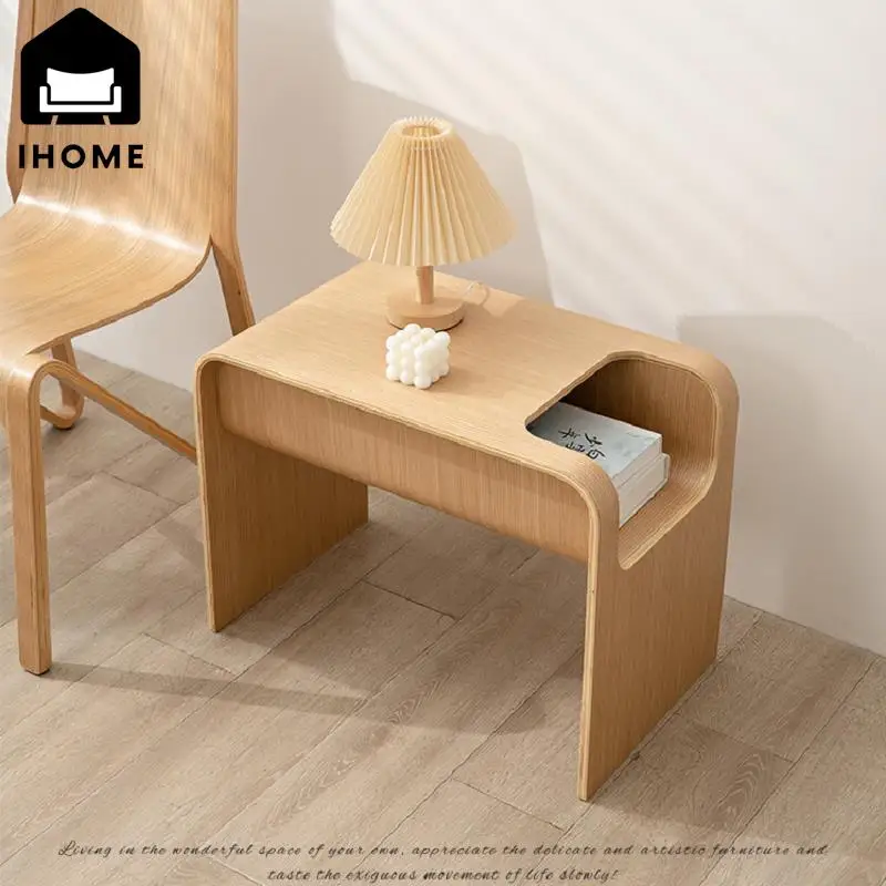 Nordic Solid Wood Sofa Corner Table Designer Magazine Edge Table C-shaped Minimalist Ins Small Unit Mini Storage Coffee Table