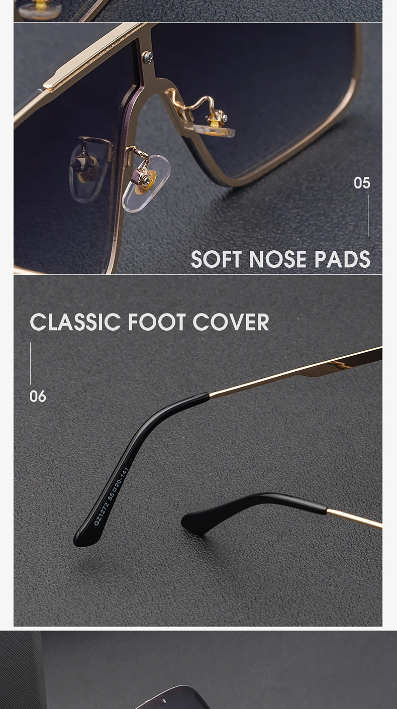 Übergroße Steampunk Einteiler-Sonnenbrille für Herren 2026 Luxusmarke Randlose Punk-Sonnenbrille für Männer Vintage Eyewear Shades – Detail 5