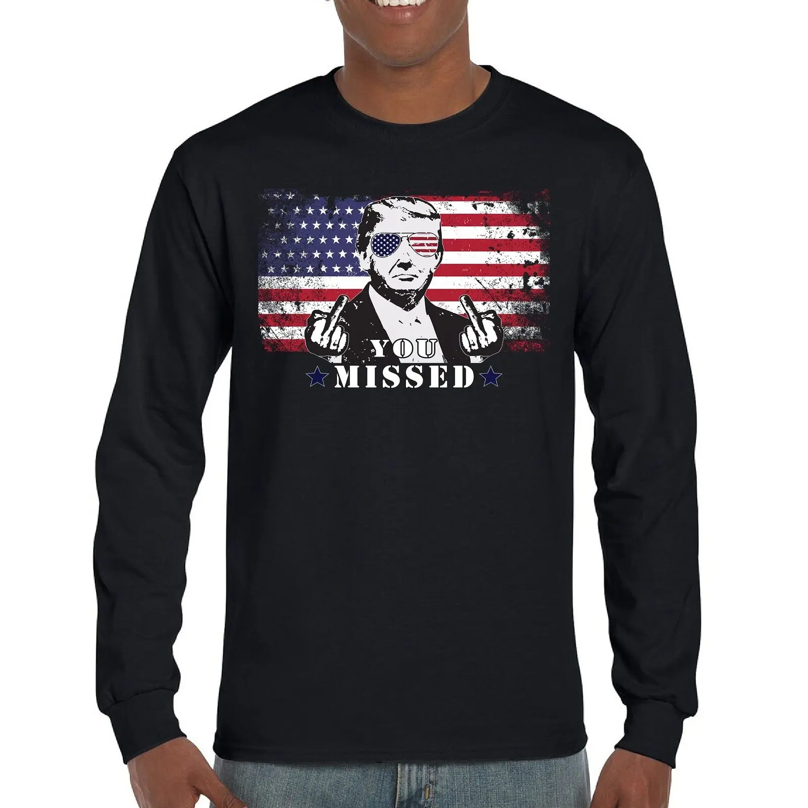 

Donald Trump You Missed Long Sleeve T-shirt 2024 President Vote Red Republican