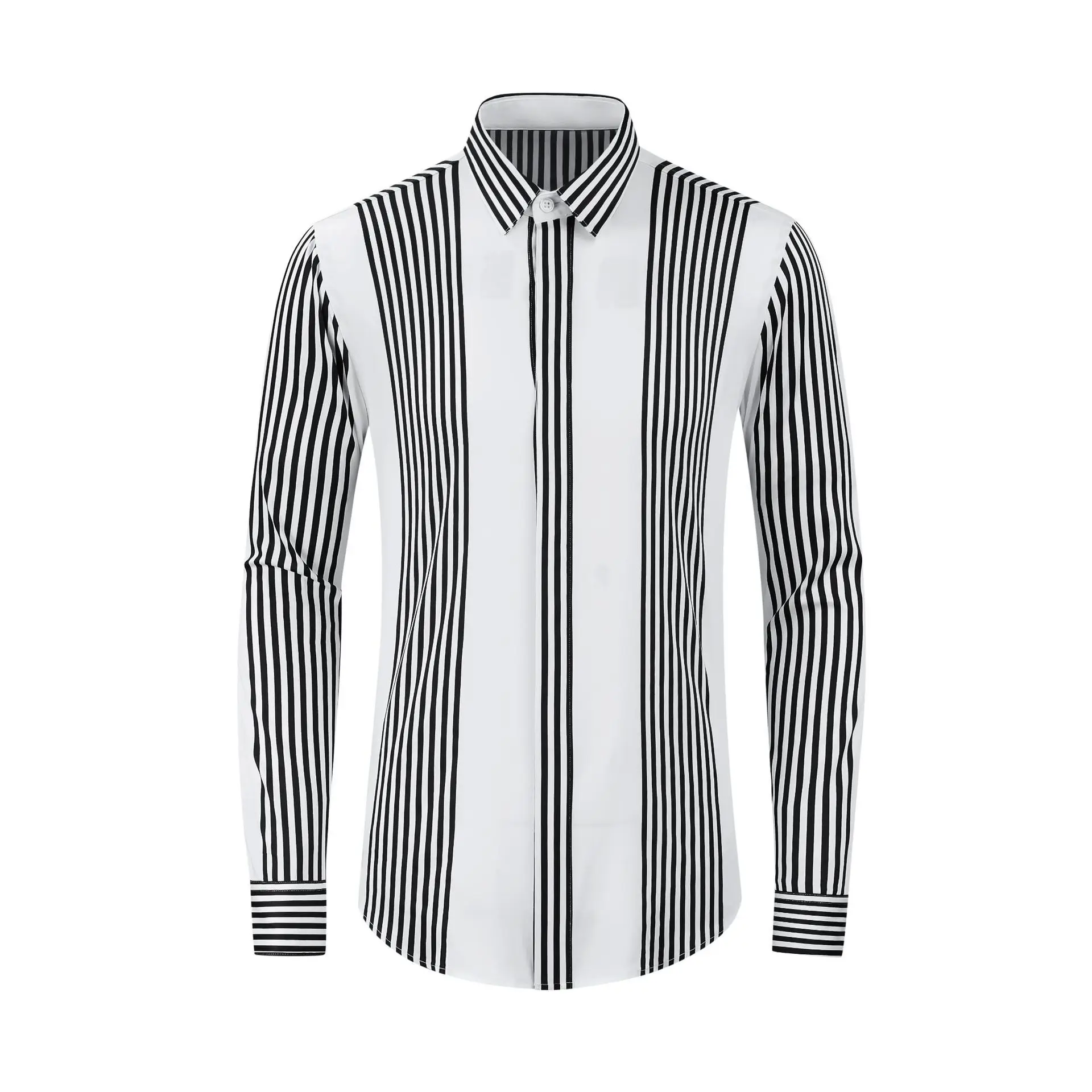 Autumn Winter Stripes Shirts Men High Quality Long Sleeved Slim Fit Business Casual Formal Dress Shirt Social Party Men Clothing