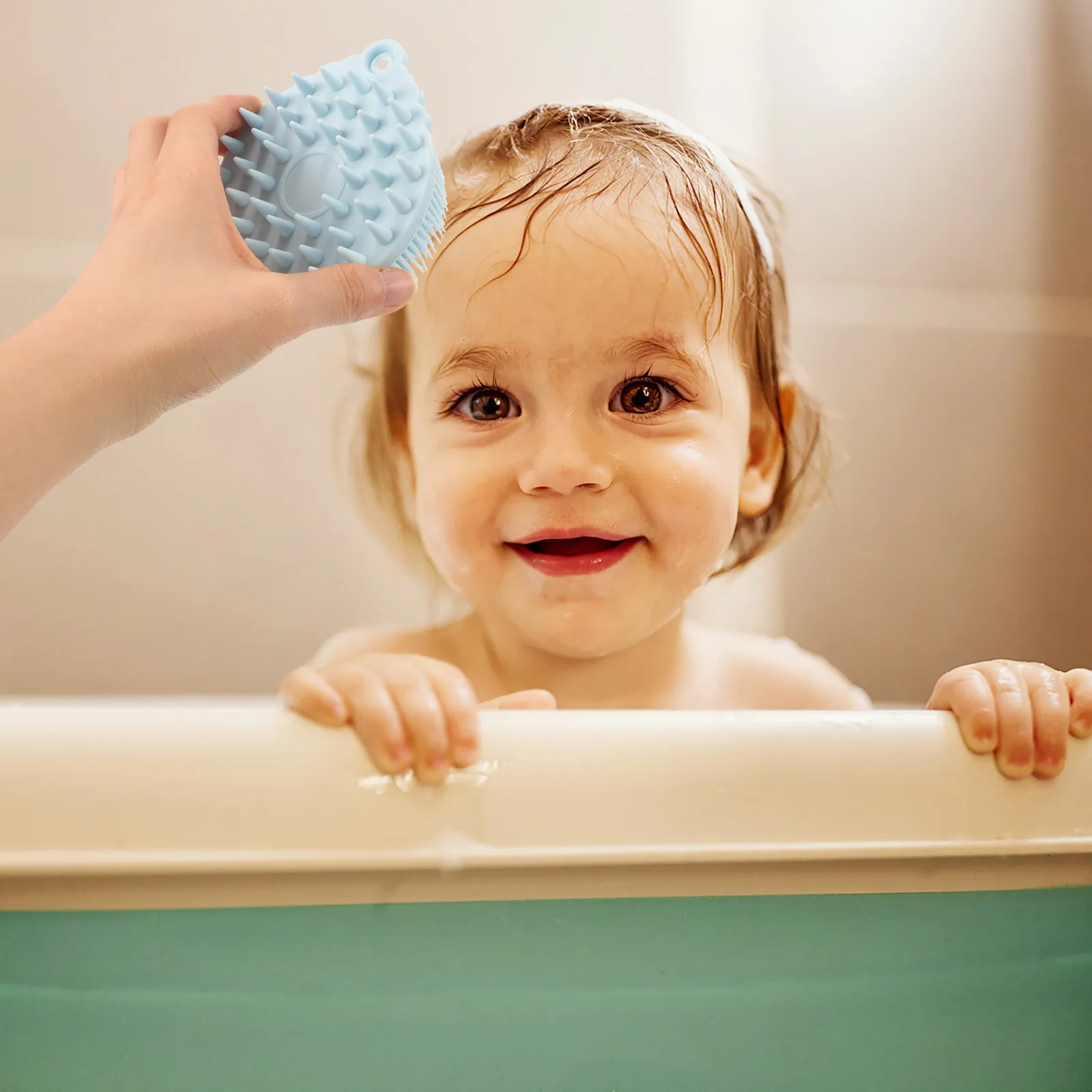 Silicone Exfoliating Body Scrubber Hair Scalp Massager Shower Brush Flexible Soft Silicone Bath Brush for Gentle Exfoliation and