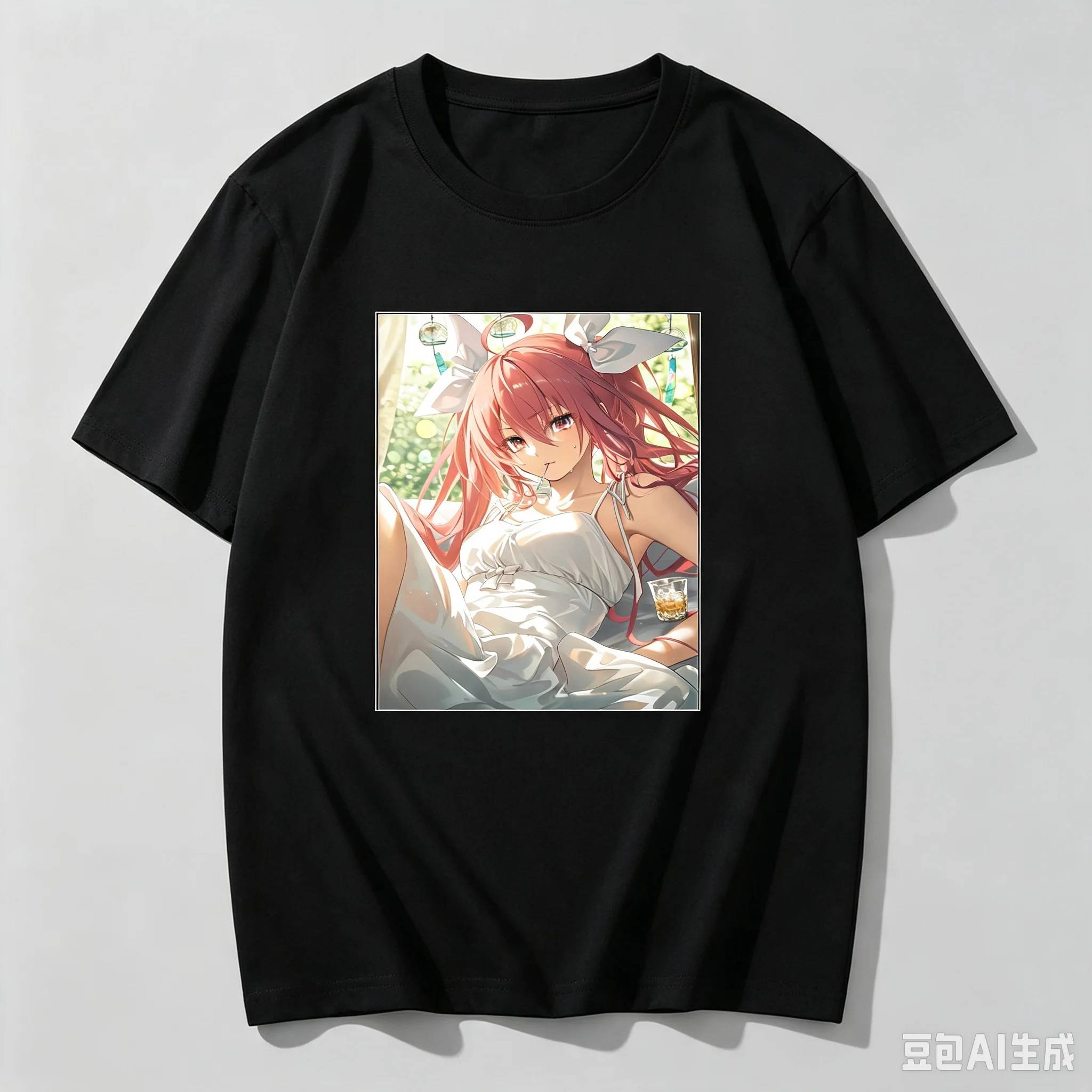 Unisex Casual Crew Neck Short Sleeve T-shirt Printed with Itsuka Kotori Leisure Home Style Graphic from Date A Live T-Shirt