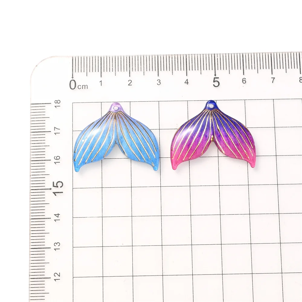 10 Stück bunte Meerjungfrauenschwanz-Charms 21 x 40 mm DIY handgefertigter Schmuck Zubehör Ohrringe Anhänger Dekoration – Detail 6