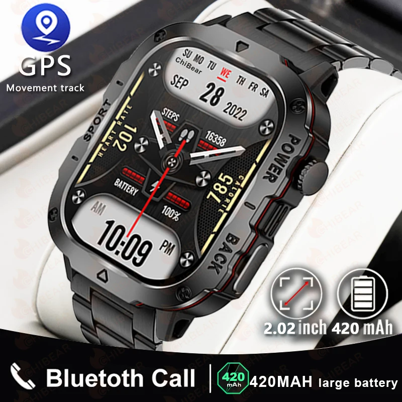 

ChiBear Smart Watch 2.01 дюймовый экран 420 MAh Bluetooth Call Voice Assistant смотреть спортивный фитнес водонепроницаемый Smartwatch для мужчин