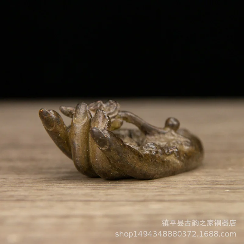 Brass Vintage Antique Buddha Hand Dragon Pattern Ornament Office Living Room Shop Desktop Decoration Gift Craft