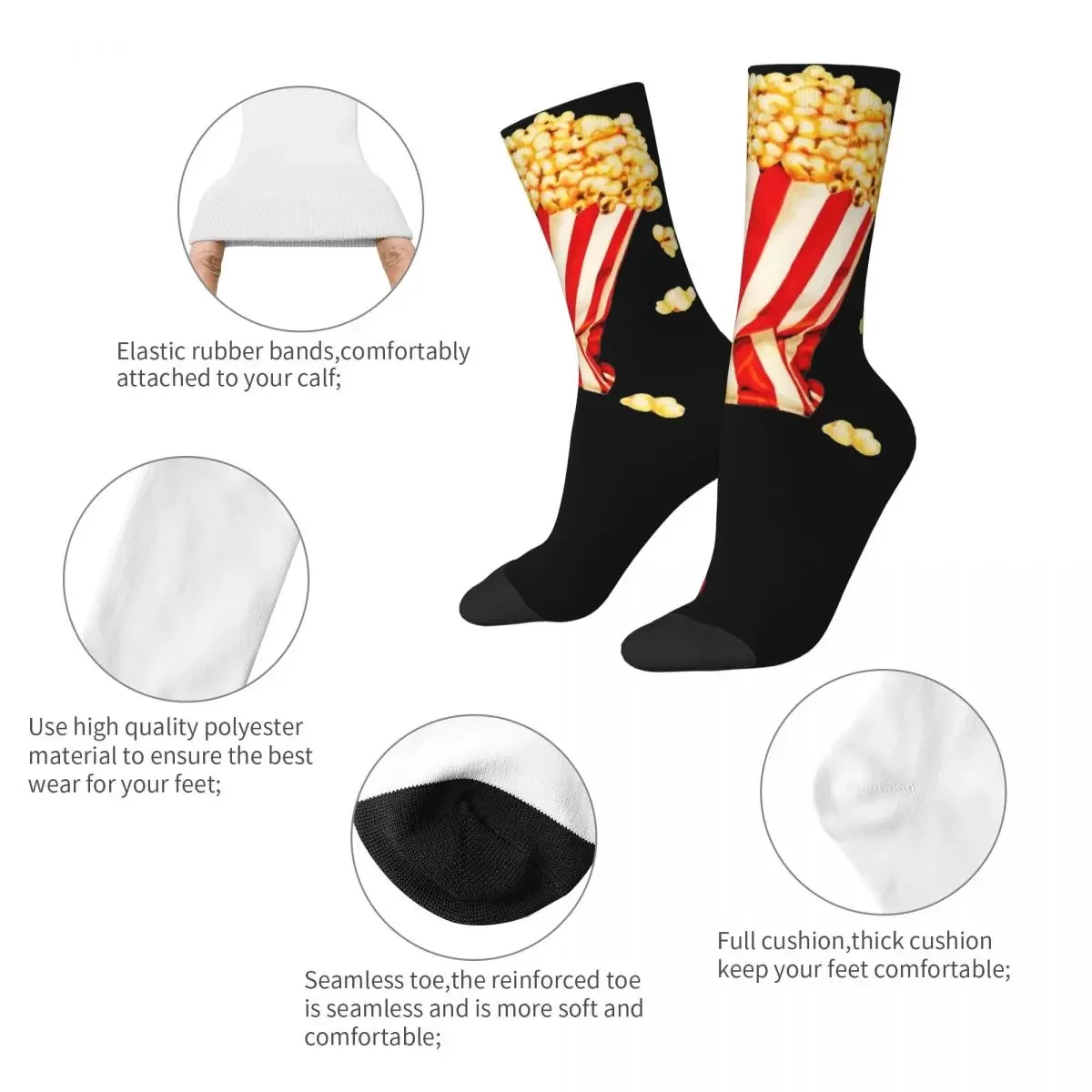 Crazy Design Women Men Let's All Go To The Lobby Crew Socks Funny Popcorn Girl Accessories Sports Socks Cotton Best Gift Idea