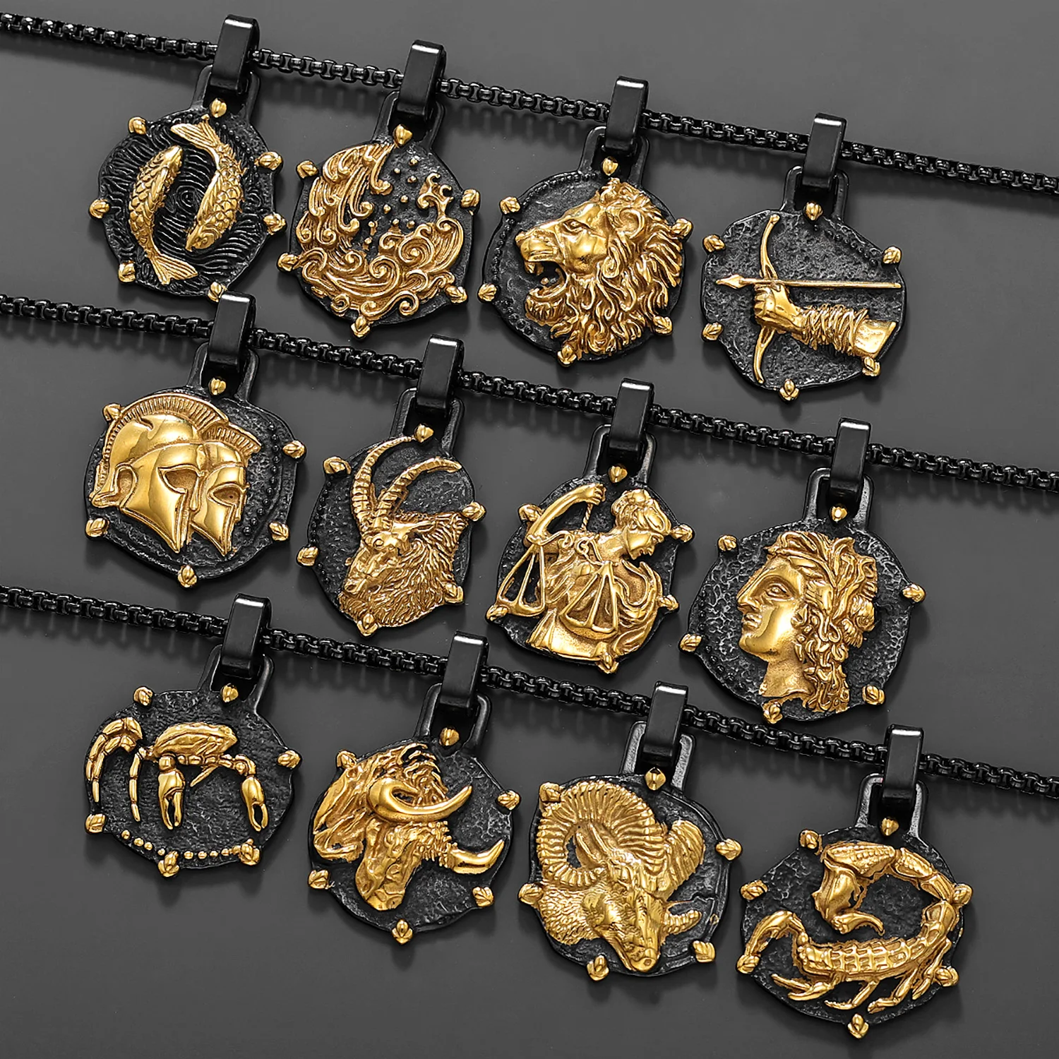 Twelve Constellations Stainless Steel Man Necklaces Pendant Chain Couple Gifts Women Fashion Jewelry Gifts Wholesale Dropshiping view 2