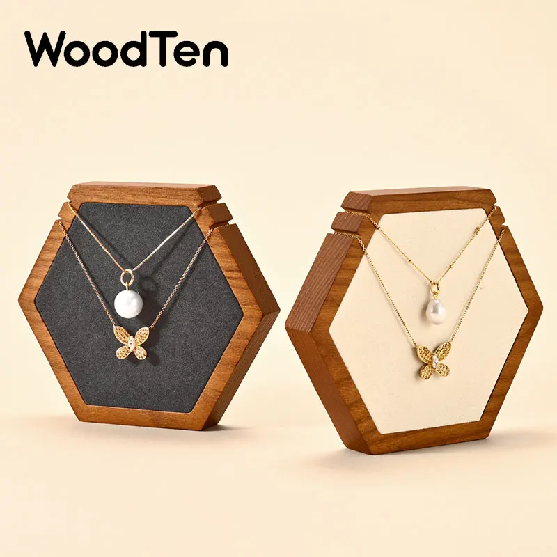 

Деревянная подставка-органайзер WoodTen для демонстрации и хранения шестиугольных подвесок и ожерелий, для продажи ювелирных изделий