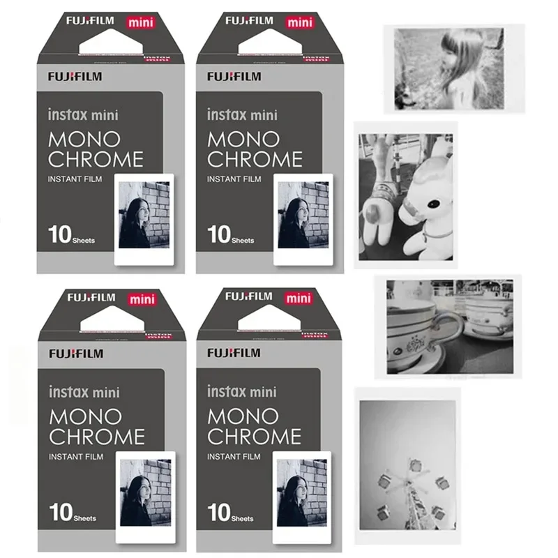 Classic Fujifilm Instax Mini 8 Film Monochrome 40pcs For Mini 300 7s 7  50s 50i 90 25 dw Share SP-1 Instant Photo Camera