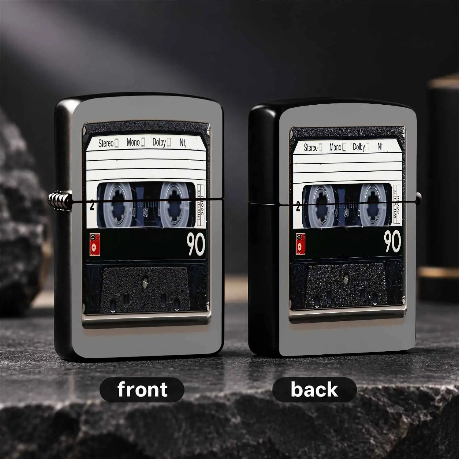 Vintage Cassette Tape Printed Lighter, 90-Min Audio Tape Retro Stylish Design, Portable Sleek Compact Lighter For Daily Use, Outdoor Trips, Travel, Gatherings, Creative Exquisite Gift For Friends Family, Trendy Practica A Humorous And Inter