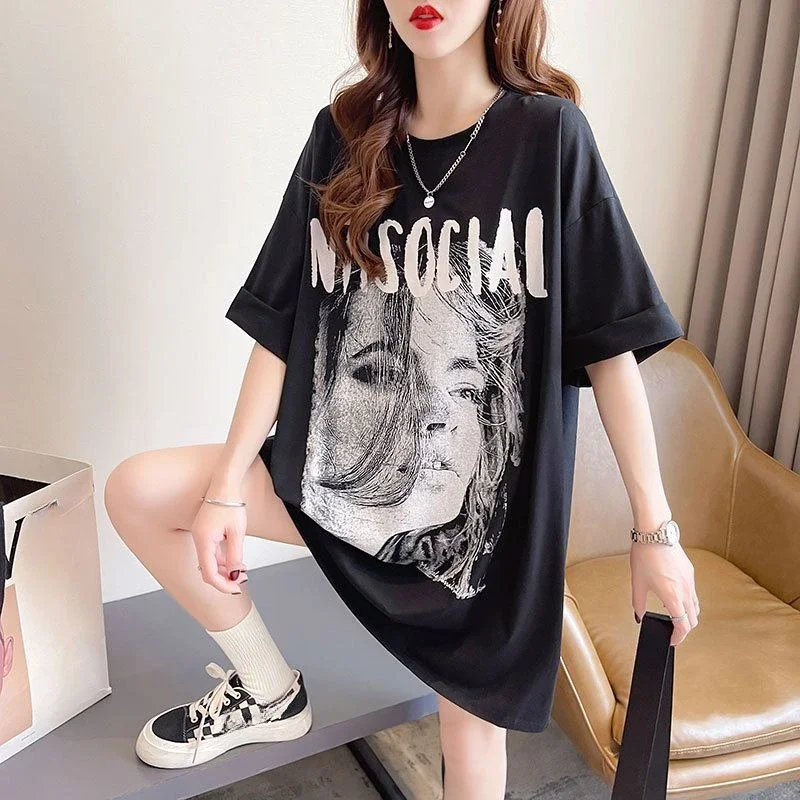 Letni strój T Shirt dla kobiet Baggy Woman Tops Wyprzedaż Podstawowe koreańskie popularne ubrania Eleganckie tanie ubrania Wyprzedaż Trending Yk2 Tee