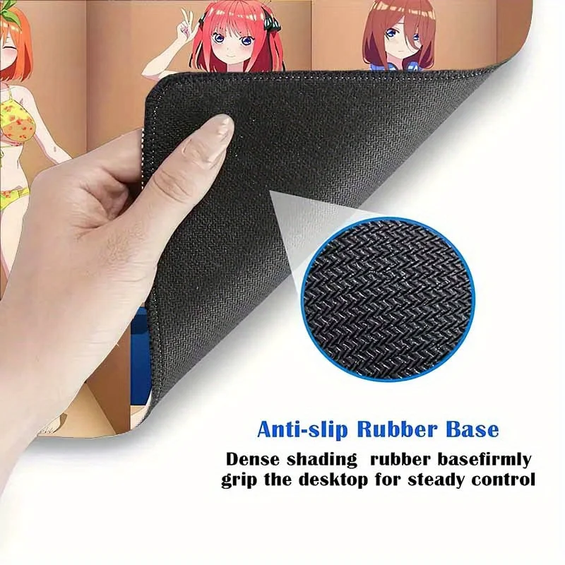 1pc ACMALCO Anime Swimsuit Mouse Pad - Washable Non-Slip Rubber Desk Mat for Office & Gaming, Vibrant Character Designs, Premium