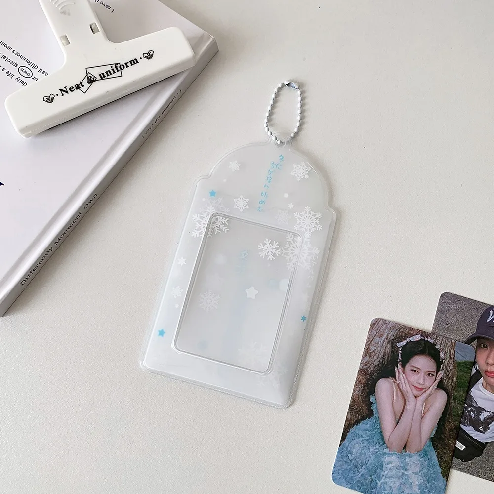 Acrylic PVC Card Cover Photocard Holder Love Heart Pendant Hanging Decoration Photo Photocard Frame Korean Style Snowflake