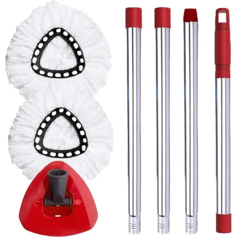 マイクロファイバーモップヘッドカバーセット,ヘッドベース,スペアハンドル,リフィル,三角形,調整可能