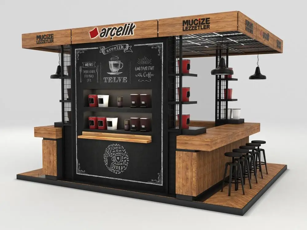 Free Design wooden coffee and beverage kiosk design for  shop decoration 