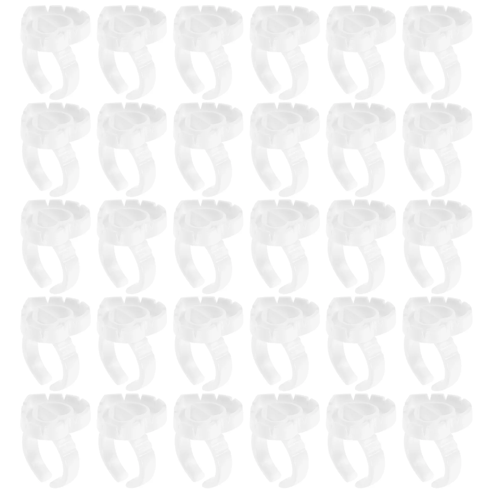 100 個まつげ接着剤リングホルダープラスチック白顔料カップまつげエクステンション美容サロンメイクツール接着剤ホルダー