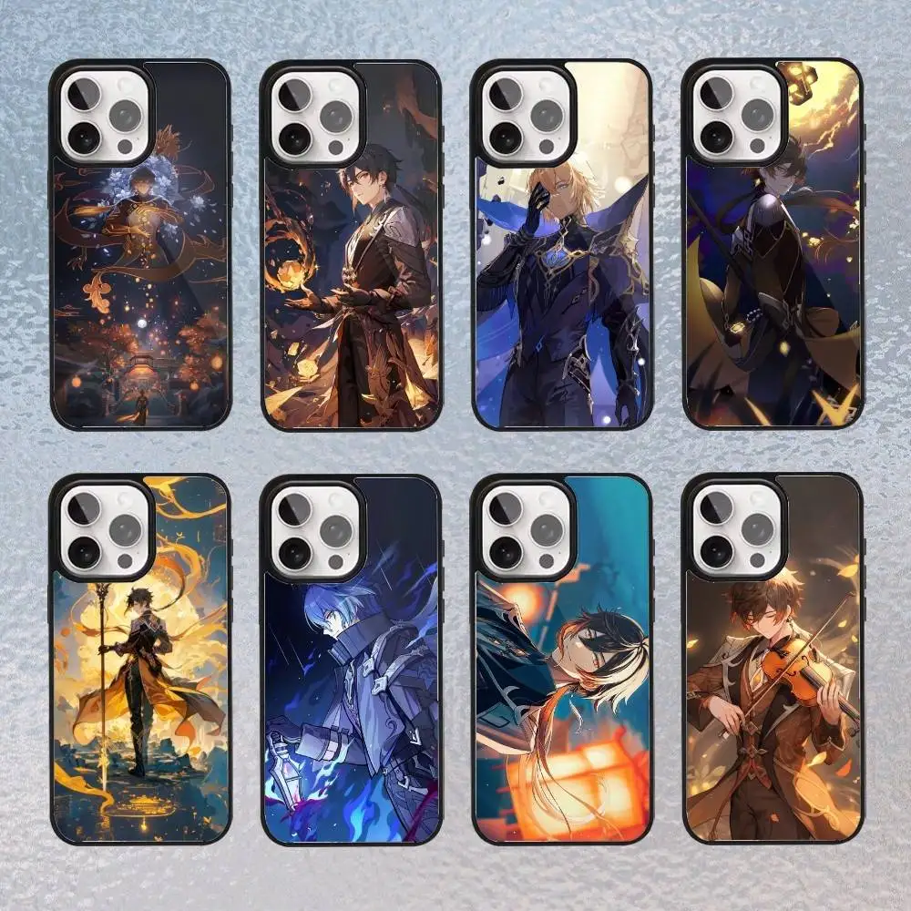 

Genshin Z-Zhongli Impact Phone Case for iPhone 17,16,15,14,13,12,11 Plus,Pro Max Magnetic Wireless Charging Cover