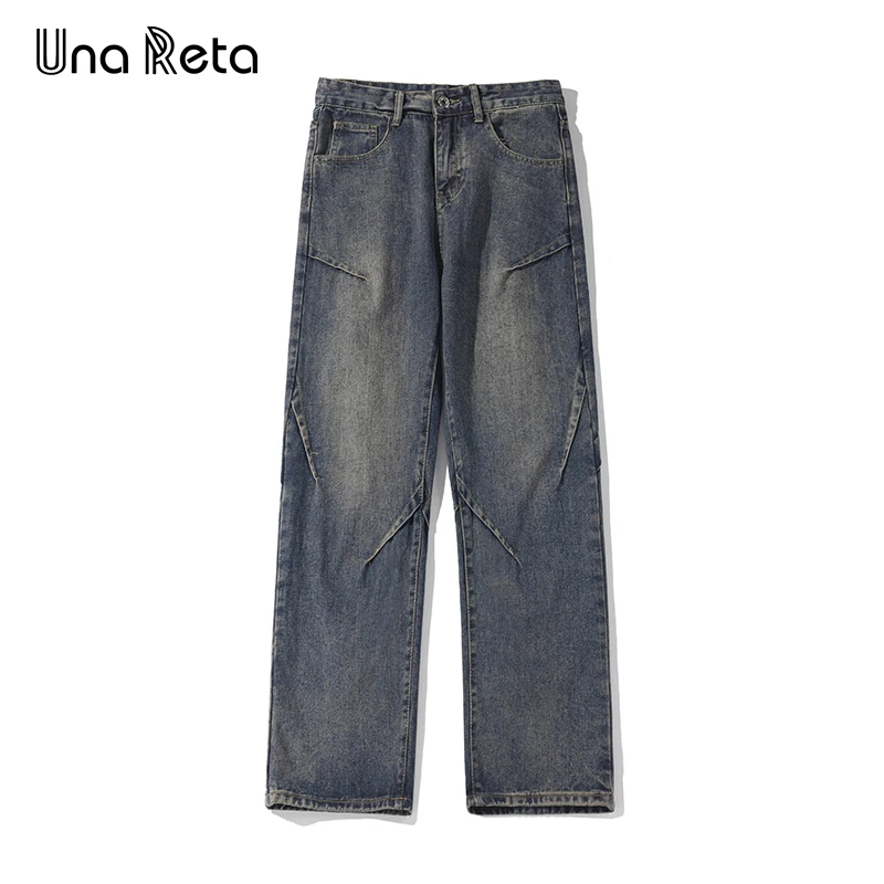 Una Reta Jeans pantaloni uomo 2024 primavera estate New Hip Hop pantaloni larghi Vintage in Denim pantaloni Harajuku per uomo