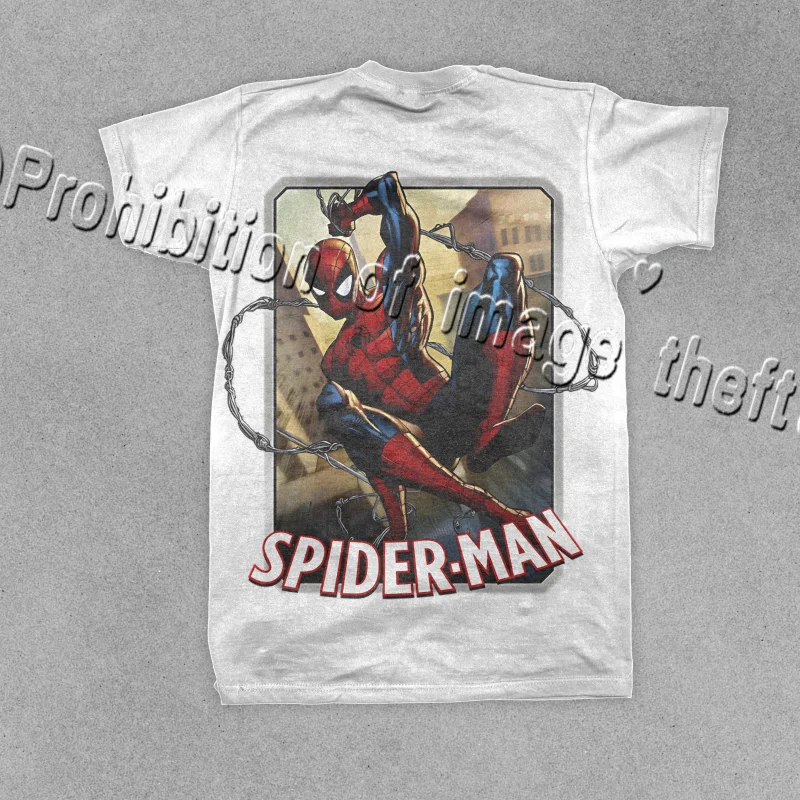 

25 Summer Classic Spider Man Printed Funny Short Sleeve Retro Trend Essential T-shirt for Men and Women Sports Street T-shirt