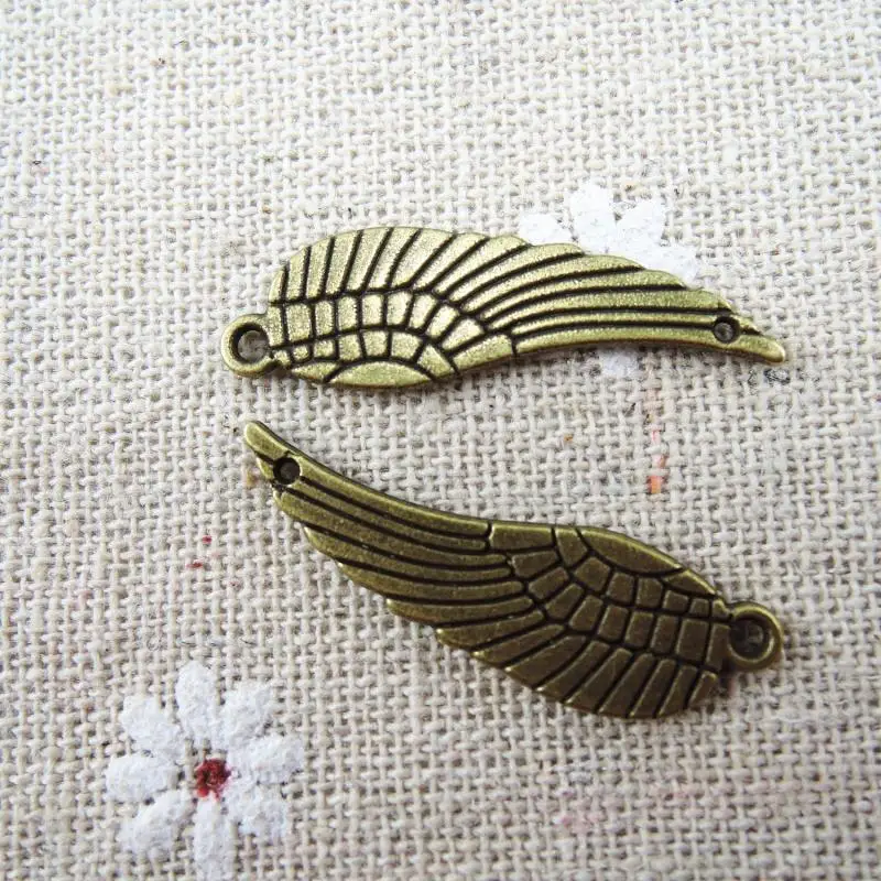 سحر معدني مصنوع يدويًا من Zakka ، قلب ريش ، موصل شارب الحب ، موصل برونزي عتيق ، مجوهرات ذاتية الصنع ، إكسسوارات حرفية ، بيع بالجملة