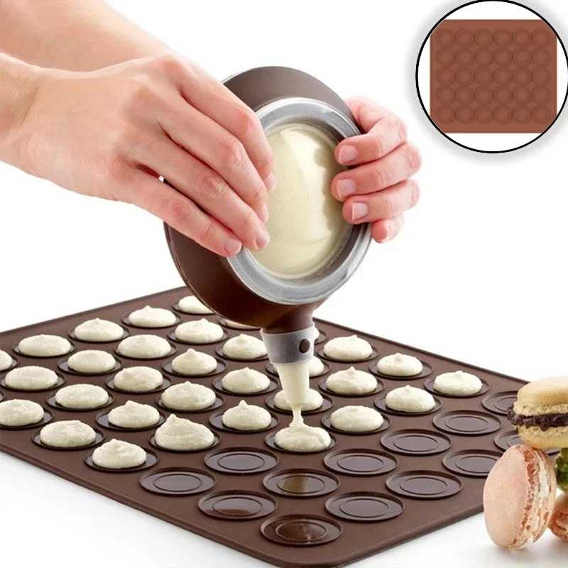 30 Holes Macaron Baking Mat Non-Stick Silicone Pastry Oven Cookies Dessert Pad DIY Tools DIY Cake Bakeware Mold for Household