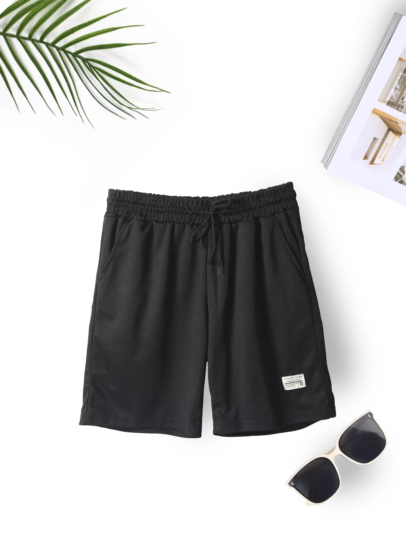 Men's casual sports shorts, summer 2026, novel, fashionable, loose, solid color, versatile, cool, breathable and straight tube