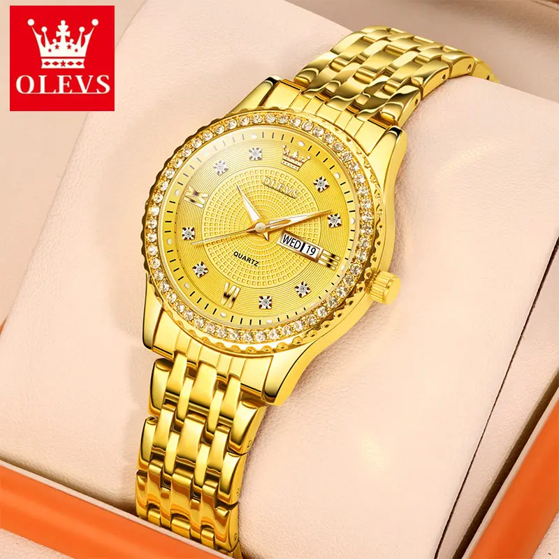 OLEVS Casual Fashion Watches for Women Original Waterproof Stainless Steel Quartz Lady Wrist Watch Elegant Luxury Women Watches