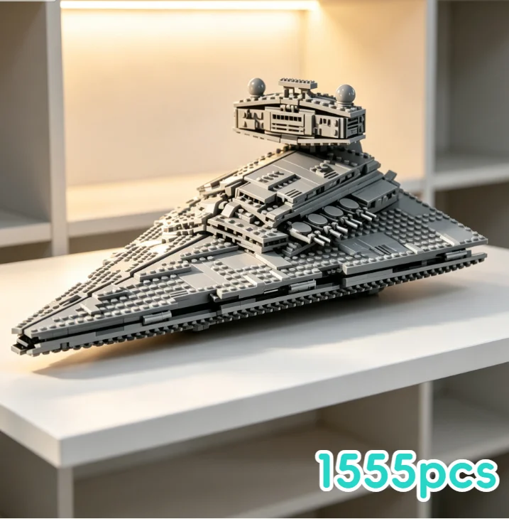 Big Sale 1555Pcs  Space Battleship Building Block Set,  Starship Model Kit, Science Fiction Military Warship Bricks
