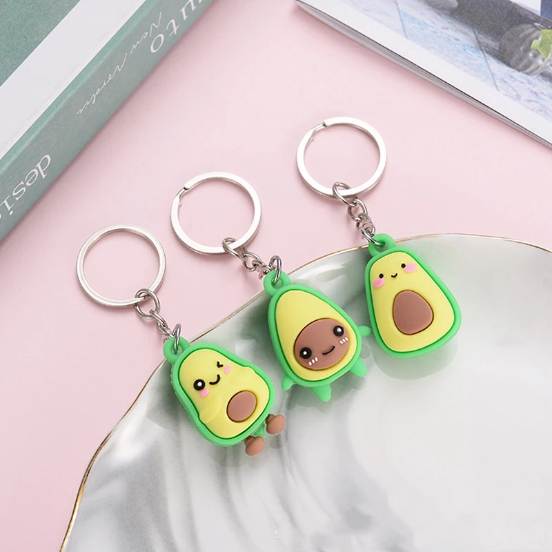 Creative Fruit Keychain Couple Avocado Bag Keychain Gift Pendant Cute Mini Avocado Doll Keychain Soft Rubber Backpack Pendant