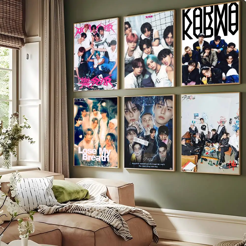 Boy Group S-Stray K-Kids-S Good Quality Prints And Posters Waterproof Paper Sticker Coffee House Bar Posters Wall Stickers