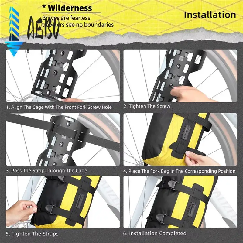 

AEB0-Rhinowalk Bike Front Fork Bag Quick Release Waterproof For Mtb Road Gravel Bike Bikepacking Cycling Storage Bag Support Up